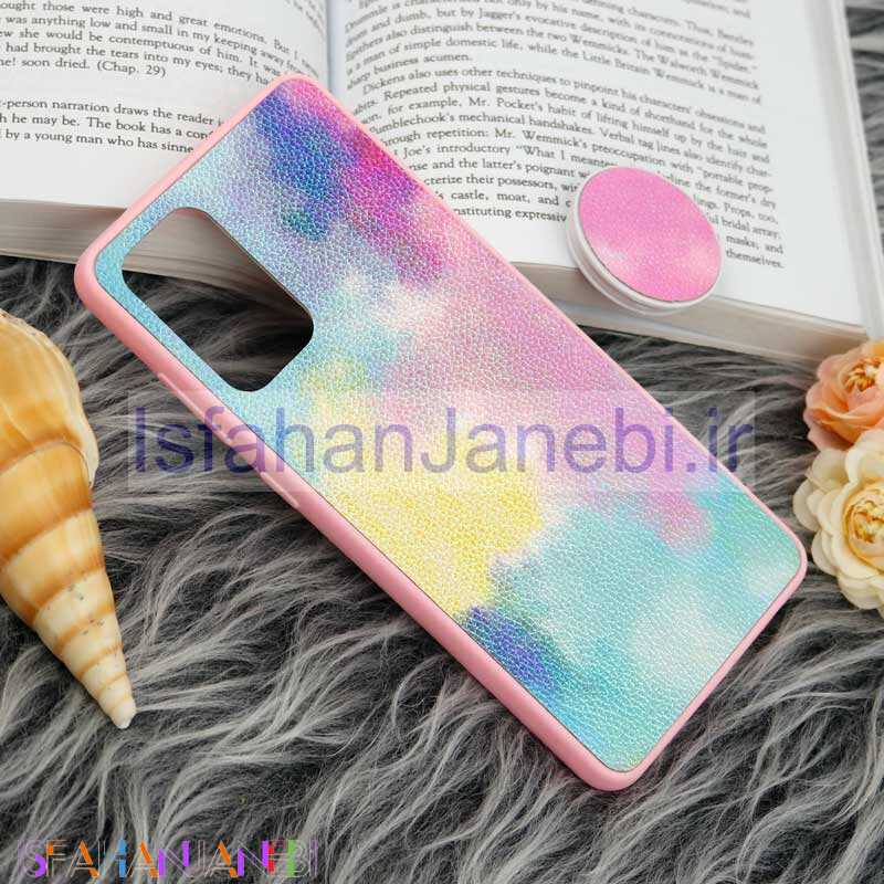 اصفهان جانبی-قاب چرمی هولوگرامی پاپ سوکت دار Samsung Galaxy A72 صورتی