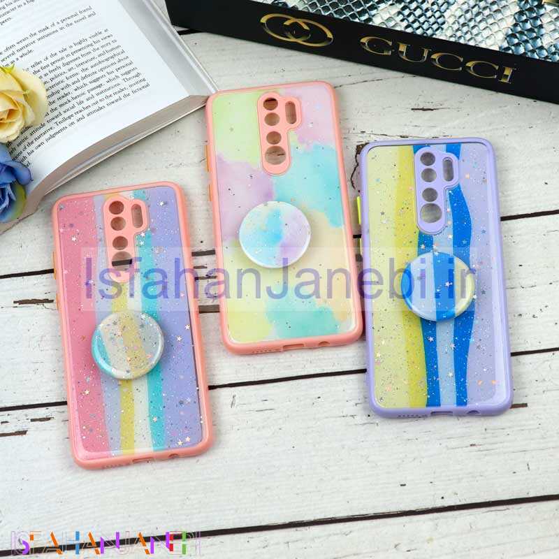 اصفهان جانبی-قاب محافظ لنزدار رزین رنگین کمانی پاپ سوکت دار Xiaomi Redmi Note 8 Pro