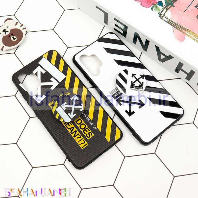 اصفهان جانبی-قاب فانتزی برجسته + پاپ سوکت طرح Off White سامسونگ A32 4G سری D