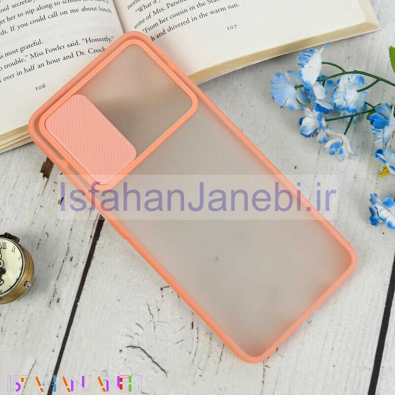 اصفهان جانبی-قاب PC مات محافظ لنز دار کشویی Samsung Galaxy A32 4G گلبهی