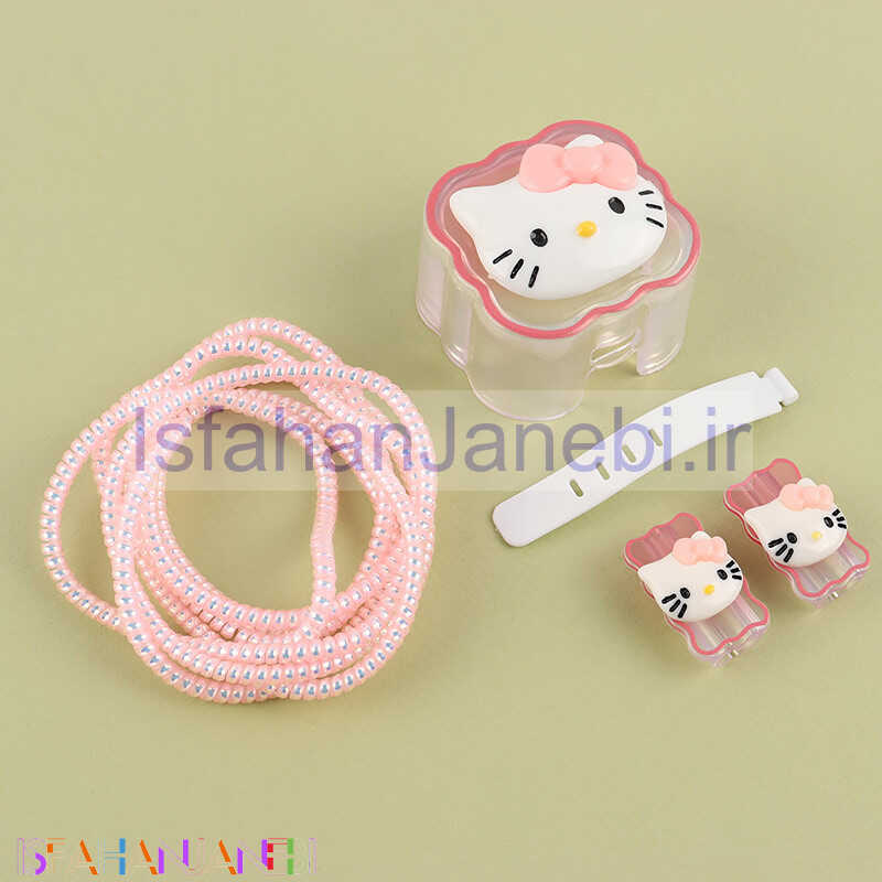اصفهان جانبی-ست محافظ کابل و کلگی شارژر آیفون طرح Kitty
