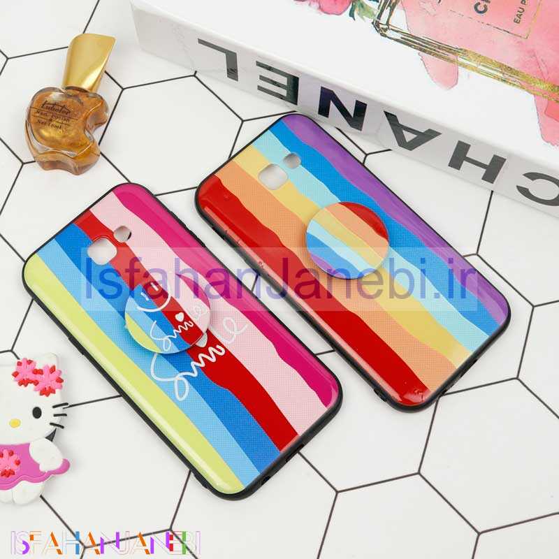اصفهان جانبی-قاب فانتزی برجسته + پاپ سوکت طرح رنگین کمان سامسونگ A7 2017 سری D