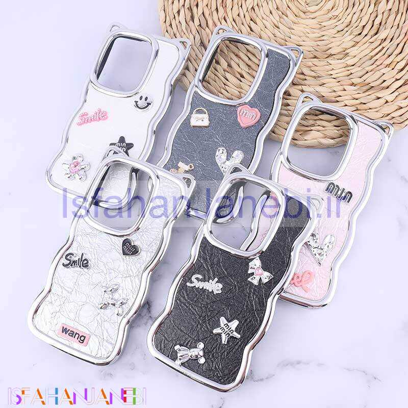 اصفهان جانبی-قاب چرمی موج دار شیائومی Redmi Note 13 Pro 4G برجسته گوش دار