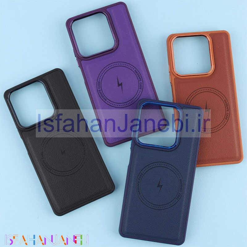 اصفهان جانبی-قاب چرمی مگ سیف شیائومی Redmi Note 13 5G متال ایرون