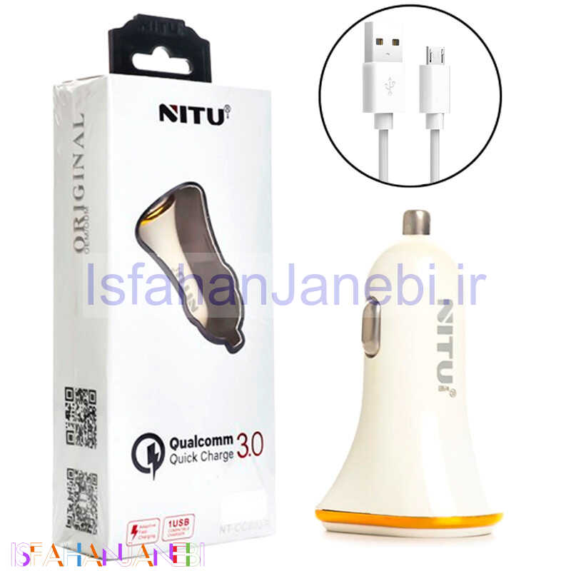 اصفهان جانبی-شارژر فندکی فست شارژ Nitu NT-CC802F QC3.0 18W + کابل میکرو یو اس بی