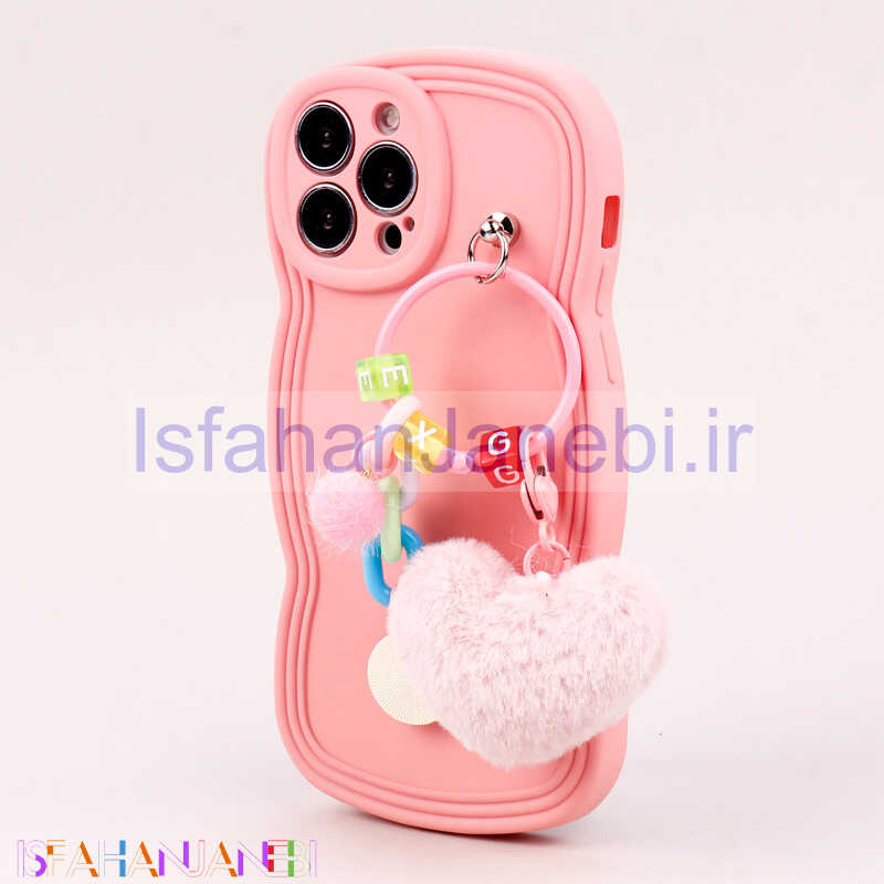 اصفهان جانبی-قاب فانتزی محافظ لنزدار iPhone 13 Pro Max + آویز Yocorol صورتی