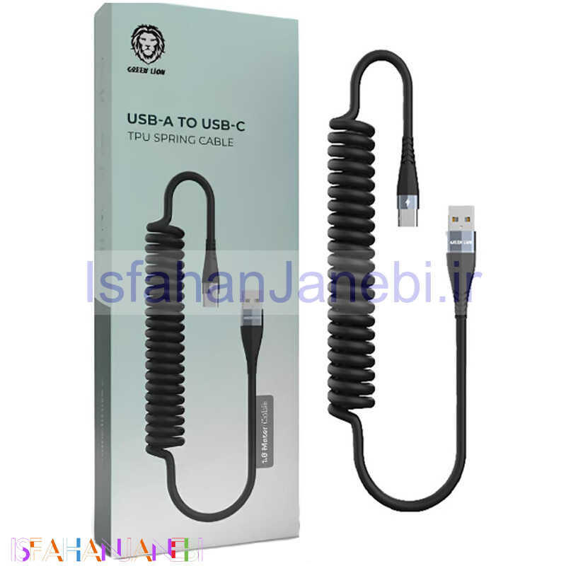 اصفهان جانبی-کابل تایپ سی فست شارژ Green Lion GNSPRNGATCBK QC PD 27W 1.8m