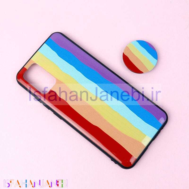 اصفهان جانبی-قاب فانتزی برجسته + پاپ سوکت طرح رنگین کمان سامسونگ A02s سری D