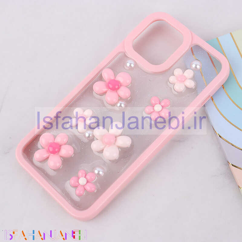 اصفهان جانبی-قاب اکلیلی آیفون iPhone 12 Pro Max نرگس صورتی برجسته