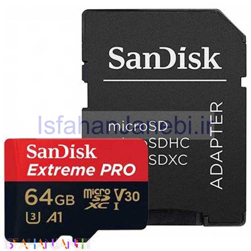 اصفهان جانبی-رم میکرو 64 گیگ سن دیسک SanDisk Extreme Pro U3 A1 100MB/s + خشاب