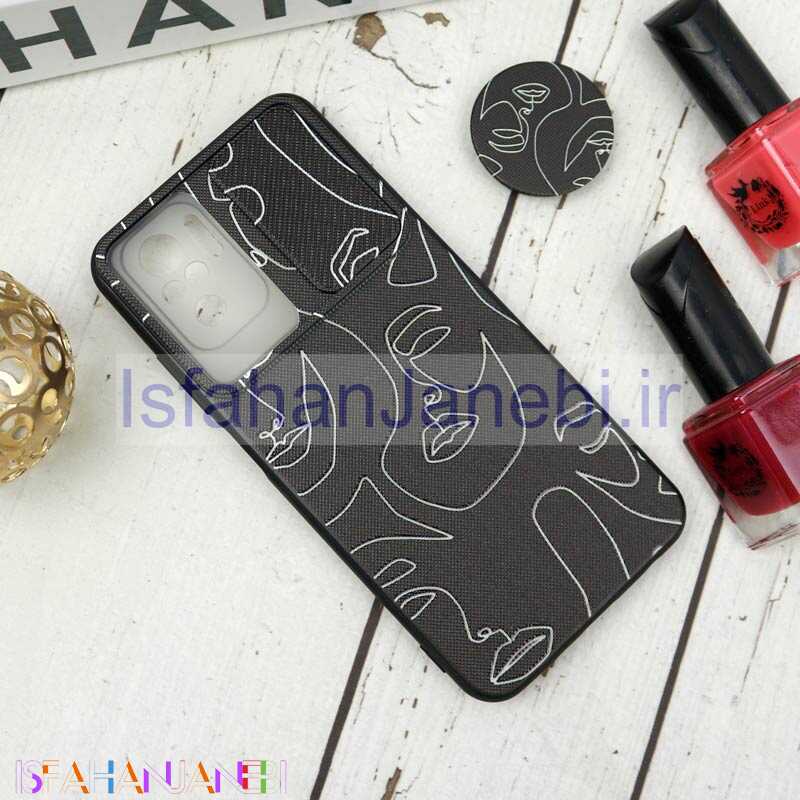 اصفهان جانبی-قاب طرحدار محافظ لنزدار کشویی + پاپ سوکت طرح چهره شیائومی Redmi Note 10 سری B