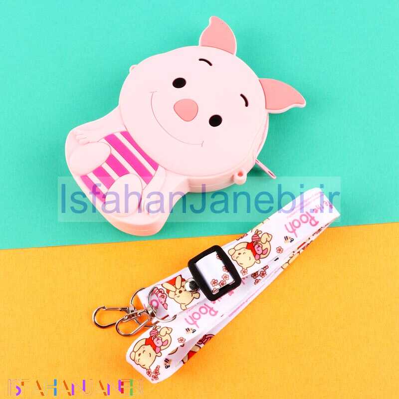 اصفهان جانبی-کیف هندزفری سیلیکونی بنددار خوک نشسته صورتی