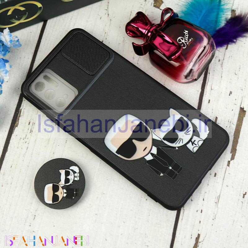 اصفهان جانبی-قاب طرحدار محافظ لنزدار کشویی + پاپ سوکت طرح Boss Cat شیائومی Poco M3 Pro سری C