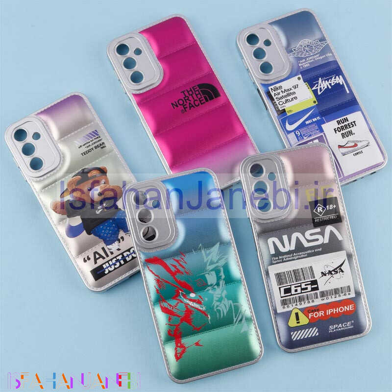 اصفهان جانبی-قاب پافر طرح دار متالیک محافظ لنزدار Samsung Galaxy A24 4G