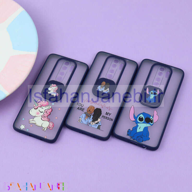 اصفهان جانبی-قاب محافظ لنز دار کشویی طرحدار سرمه ای Xiaomi Redmi Note 8 Pro