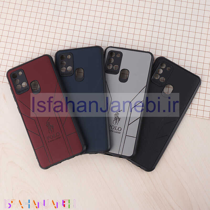 اصفهان جانبی-قاب چرمی Polo Ralph Laren سامسونگ Galaxy A21s طرح دار محافظ لنزدار