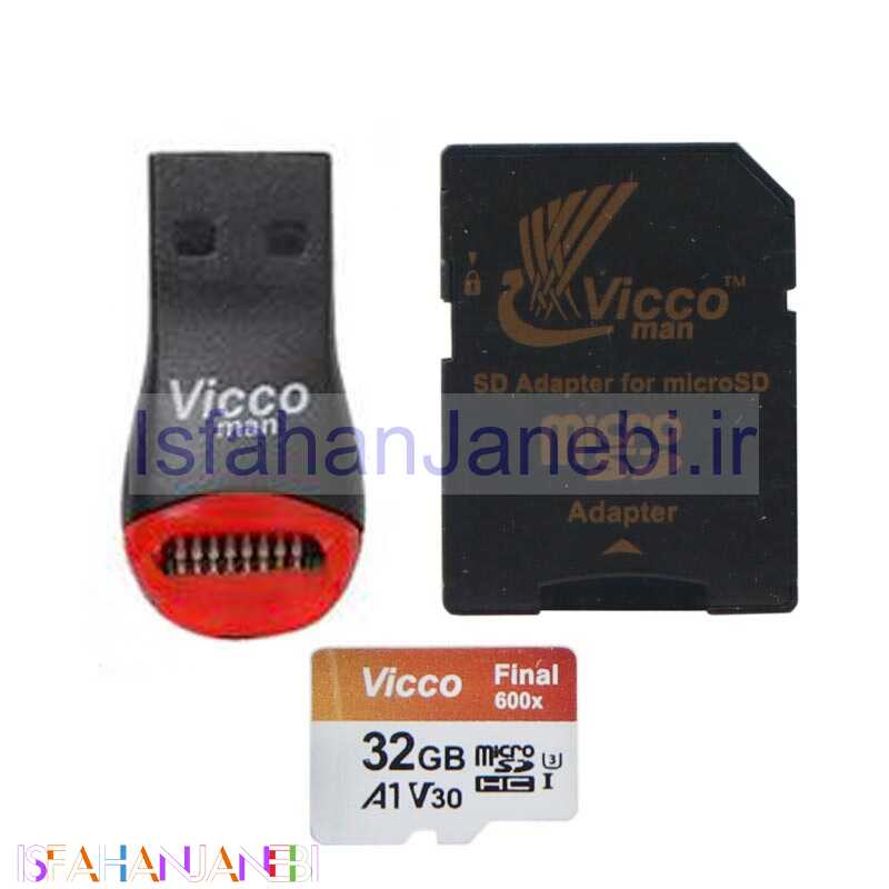 اصفهان جانبی-رم میکرو 32 گیگ ویکومن Vicco Final All In One U3 A1 90MB/s + رم ریدر
