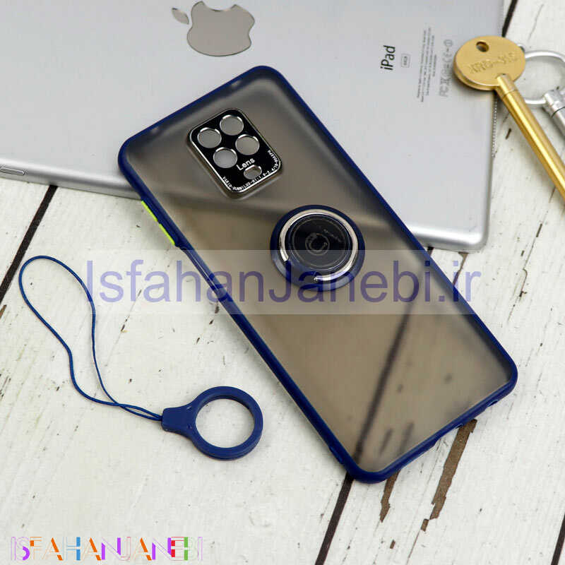 اصفهان جانبی-قاب مات محافظ لنزدار فلزی + هولدر و آویز حلقه ای Xiaomi Redmi Note 9s