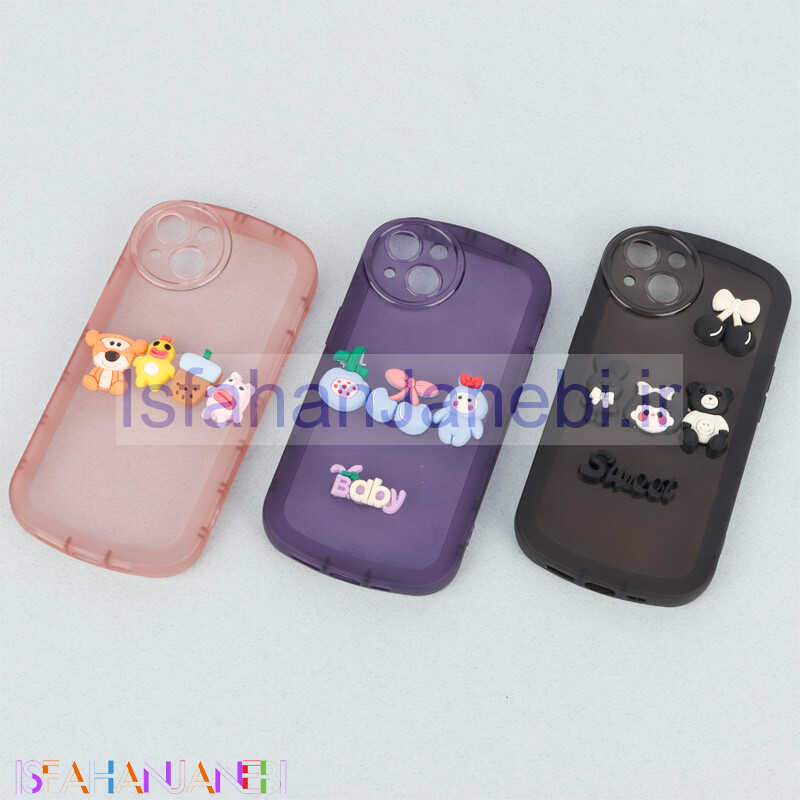 اصفهان جانبی-قاب متال ژله ای عروسک برجسته محافظ لنزدار iPhone 13