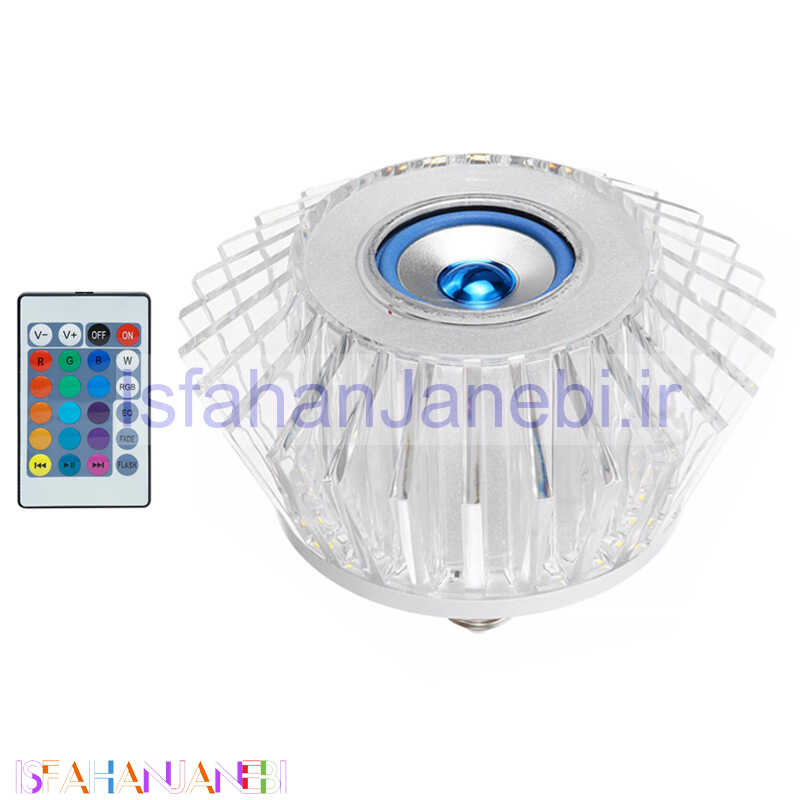 اصفهان جانبی-لامپ LED اسپیکر دار بلوتوثی Crystal Light 24W E27 + ریموت کنترل