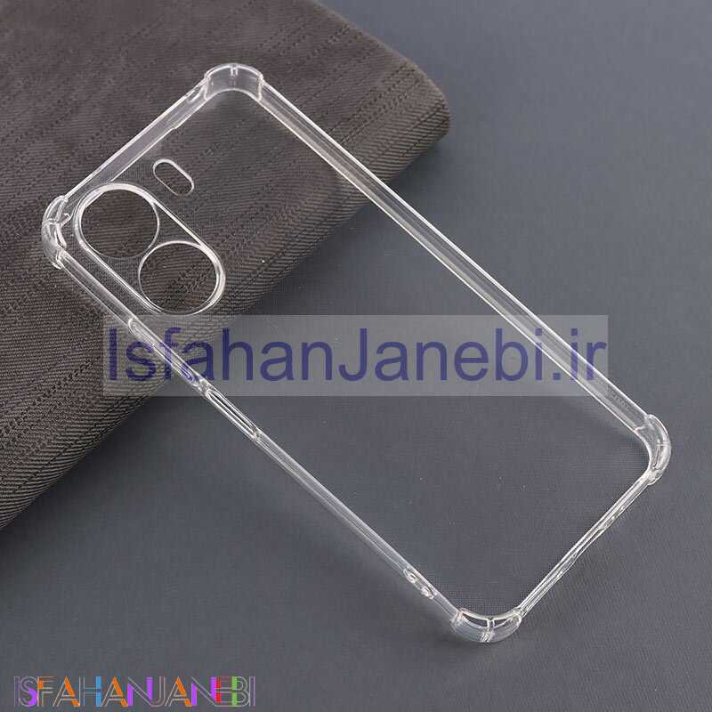 اصفهان جانبی-قاب ژله ای ضربه گیر بی رنگ شیائومی Redmi 13C / Poco C65 محافظ لنزدار