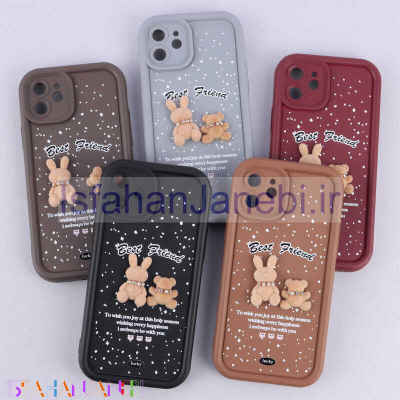 اصفهان جانبی-قاب سولید کیس عروسکی پشمالو محافظ لنزدار iPhone 12
