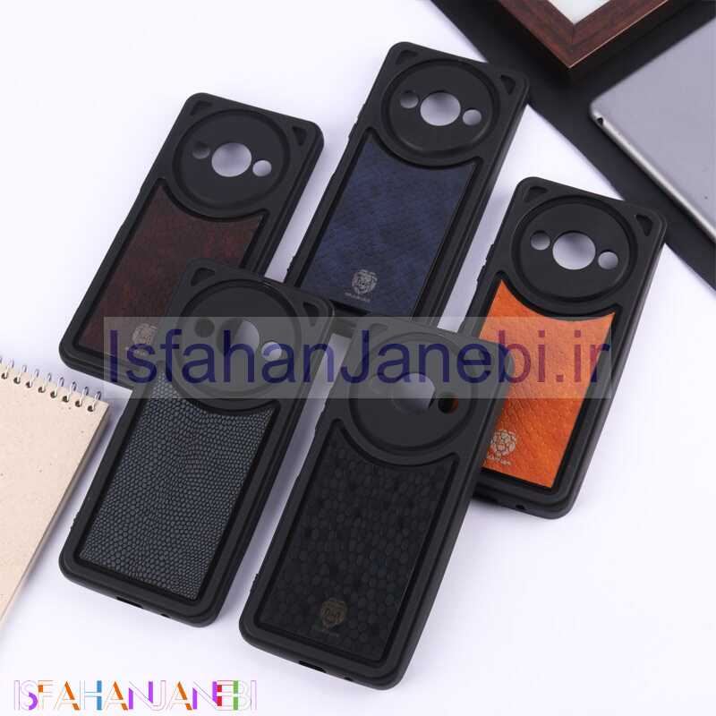 اصفهان جانبی-قاب چرمی پوست ماری Golden Lion شیائومی Redmi A3 / A3X محافظ لنزدار
