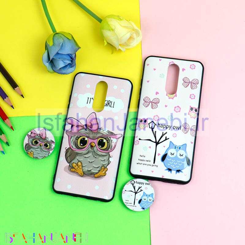 اصفهان جانبی-قاب فانتزی برجسته + پاپ سوکت طرح جغد شیائومی Redmi 8 سری D