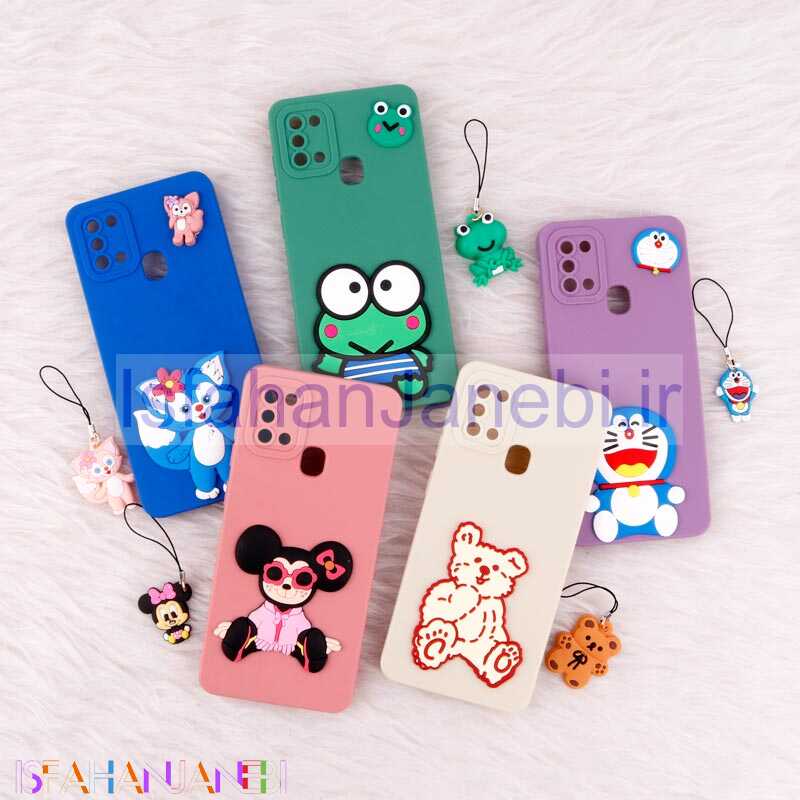 اصفهان جانبی-قاب عروسکی برجسته محافظ لنزدار Samsung Galaxy A21s + آویز