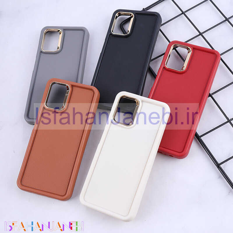 اصفهان جانبی-قاب سولید چرمی سامسونگ Galaxy A02s / M02s / A03s دور محافظ متال