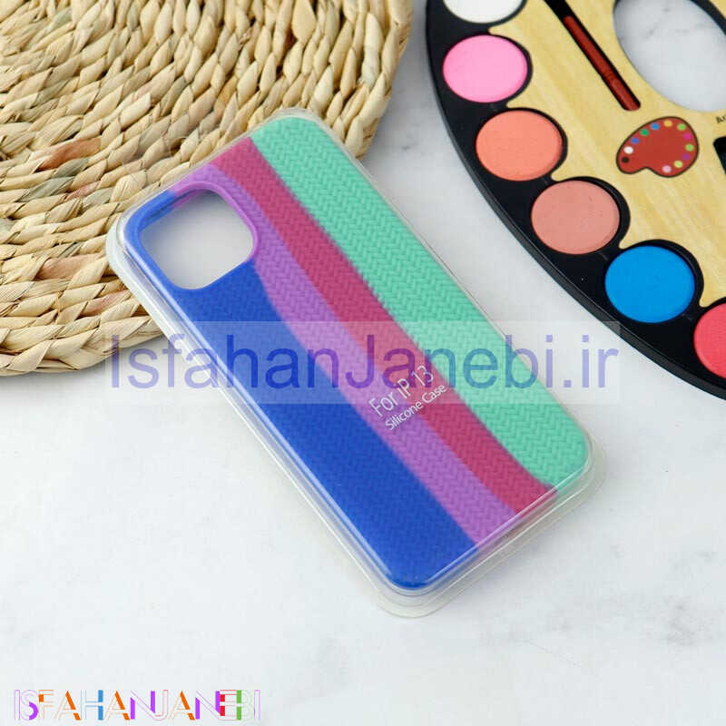 اصفهان جانبی-قاب سیلیکونی رنگین کمانی طرح بافت iPhone 13