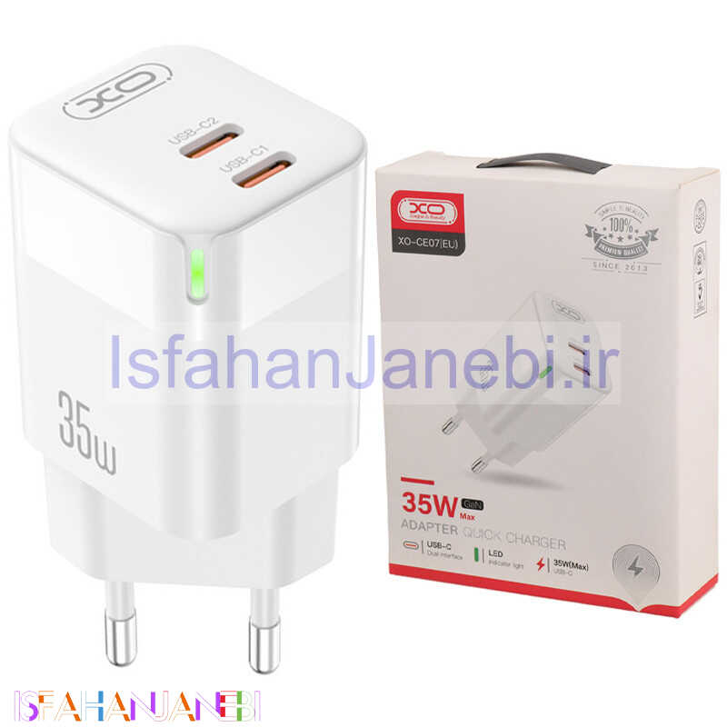 اصفهان جانبی-کلگی فست شارژ XO XO-CE07 2port 3A QC3.0 PD 27W