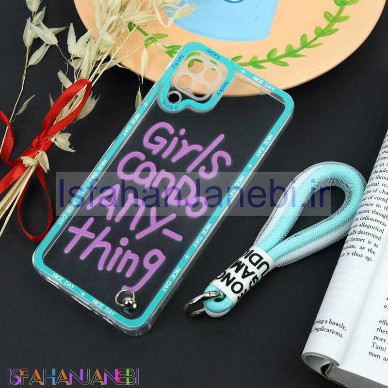 اصفهان جانبی-قاب طرحدار Girls Can Do محافظ لنزدار + بند آویز لنیارد Samsung Galaxy A12