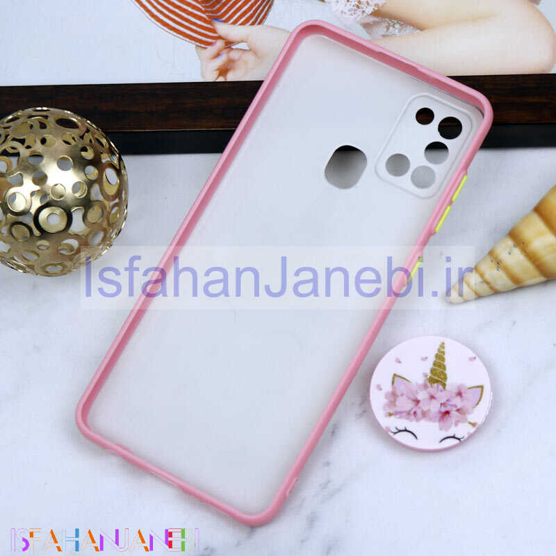 اصفهان جانبی-قاب PC محافظ لنز دار طرح یونیکورن + پاپ سوکت Samsung Galaxy A21s