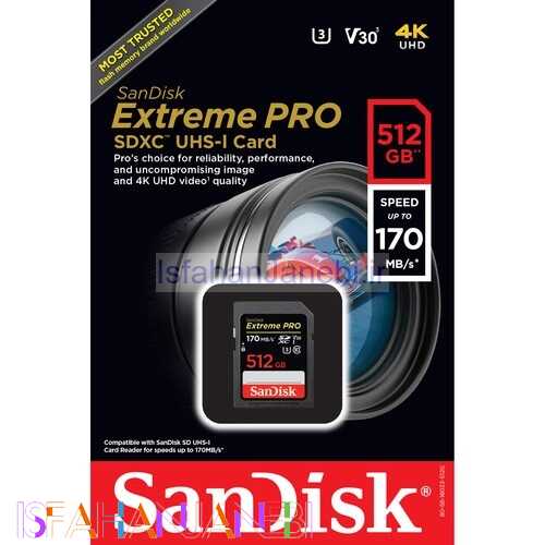 اصفهان جانبی-رم اس دی 512 گیگ سن دیسک SanDisk Extreme Pro SD U3 170MB/s