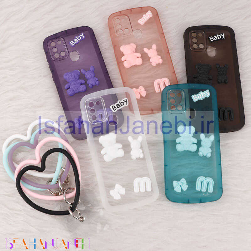 اصفهان جانبی-قاب برجسته عروسکی محافظ لنزدار + آویز قلبی Samsung Galaxy A21s