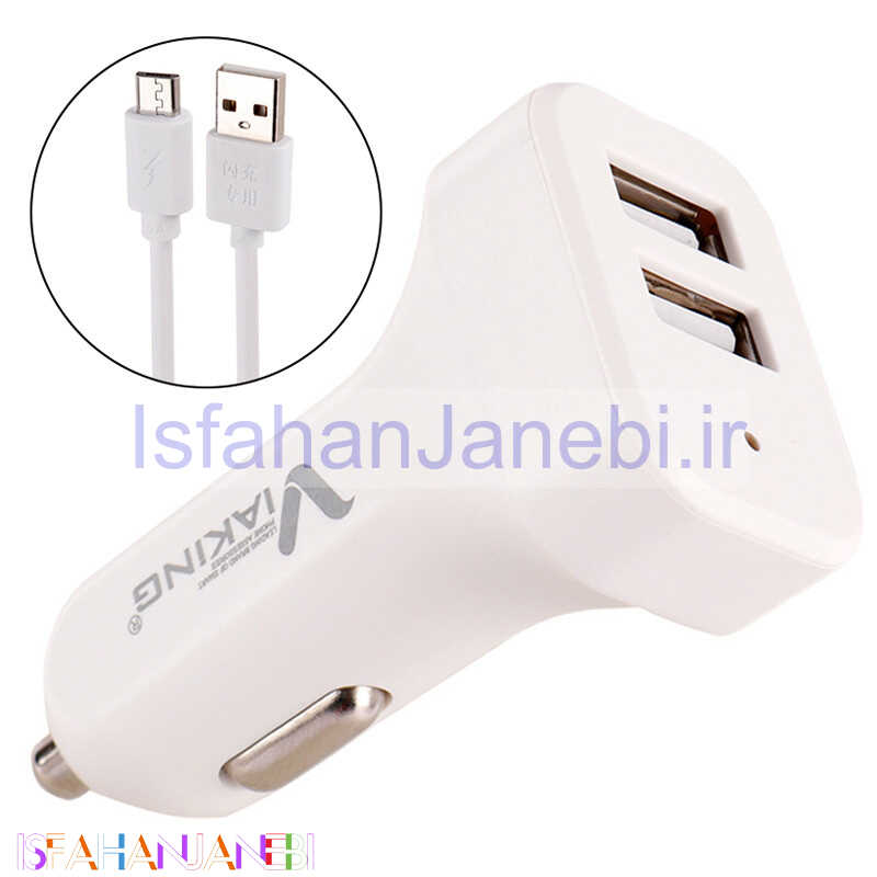 اصفهان جانبی-شارژر فندکی فست شارژ Viaking C006 2.4A 12W + کابل میکرو یو اس بی