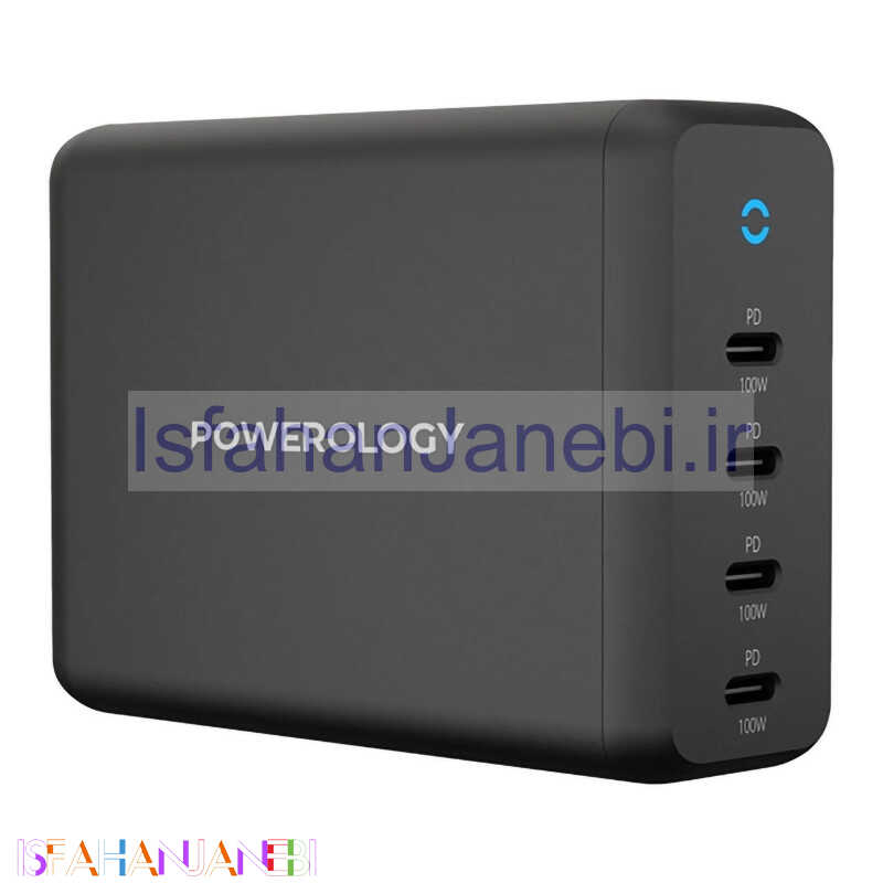 اصفهان جانبی-شارژر دیواری فست شارژ Powerology PWCUQC017 4Port PD 5A 100W