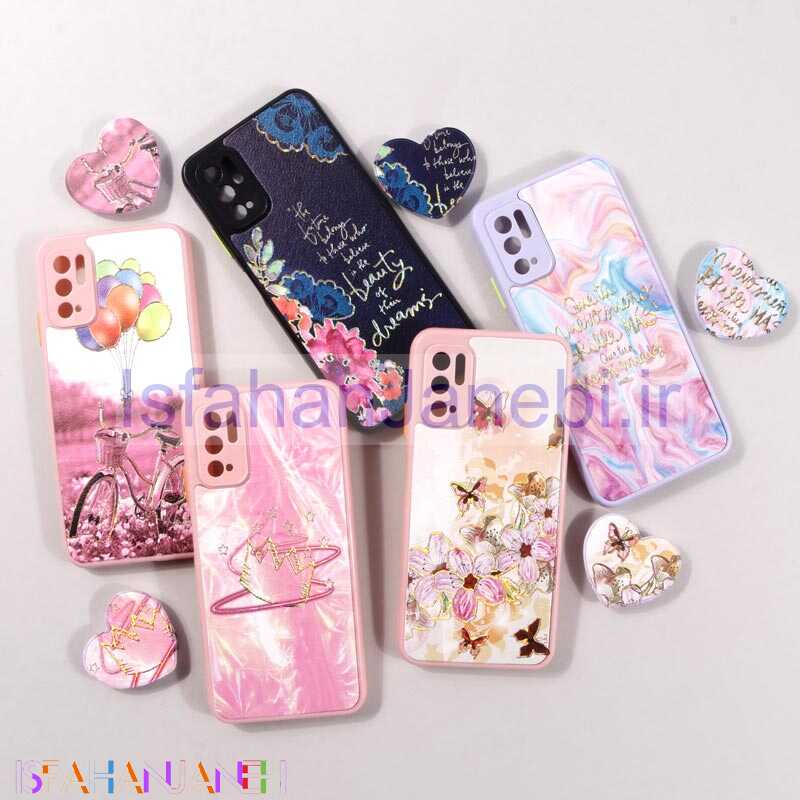 اصفهان جانبی-قاب فانتزی طرحدار محافظ لنزدار + پاپ سوکت قلبی Xiaomi Redmi Note 10 5G