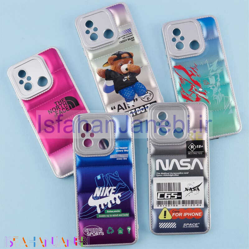 اصفهان جانبی-قاب پافر طرح دار متالیک محافظ لنزدار Xiaomi Redmi 12C