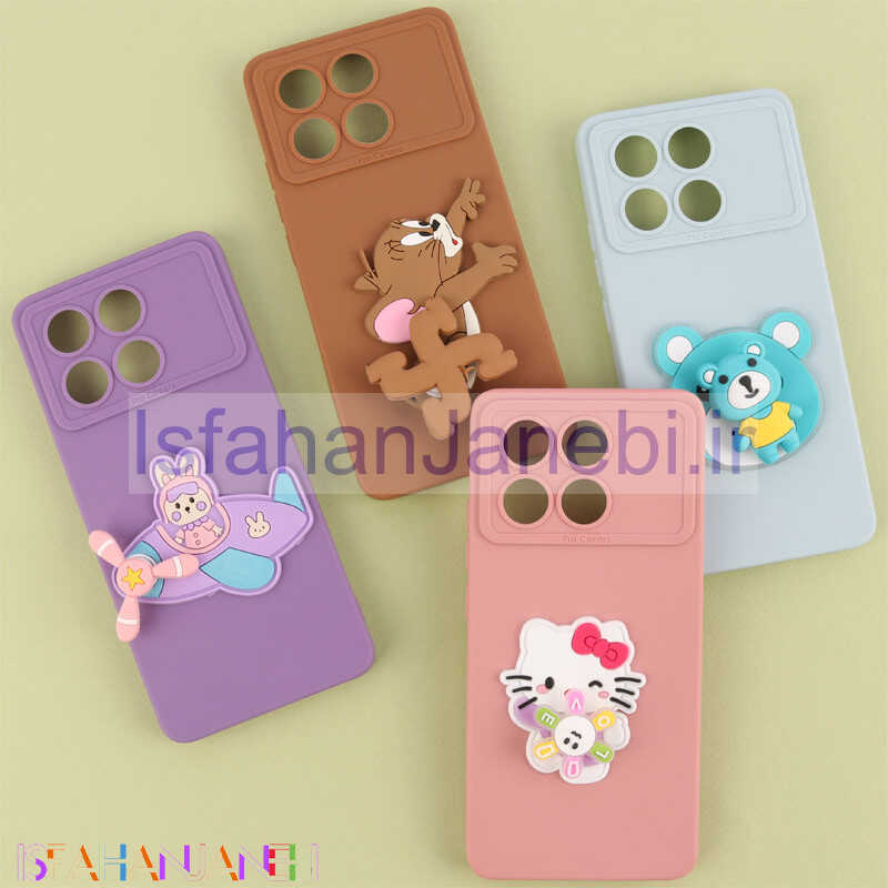 اصفهان جانبی-قاب سیلیکونی اسپینردار محافظ لنزدار شیائومی Poco X6 Pro