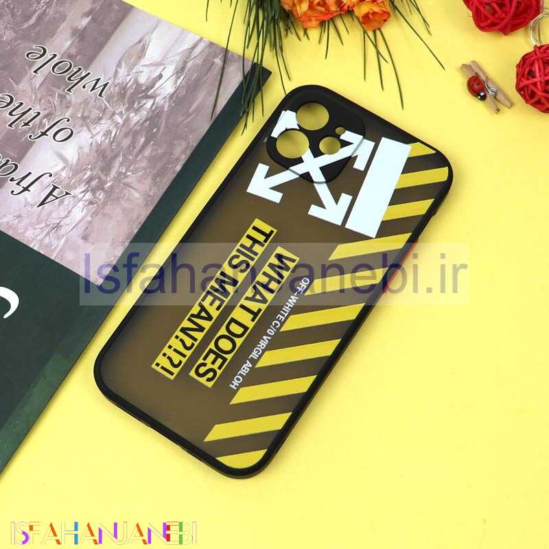 اصفهان جانبی-قاب PC مات محافظ لنزدار طرحدار Off White آیفون iPhone 12