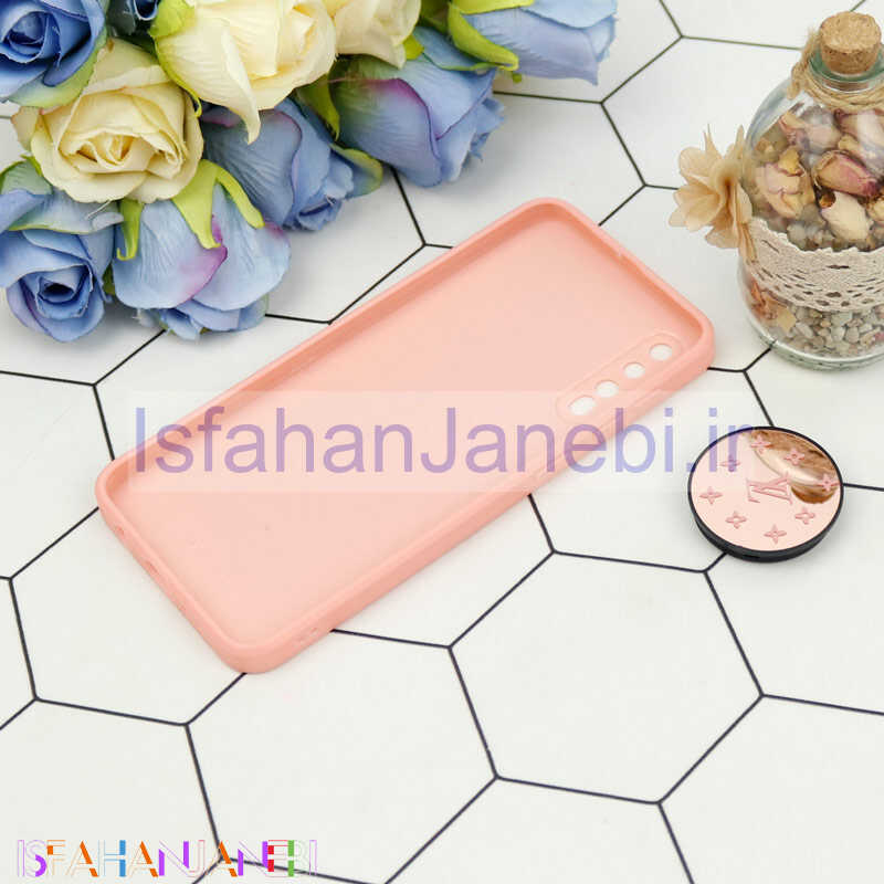 اصفهان جانبی-قاب محافظ لنزدار آینه ای + پاپ سوکت طرح Lv صورتی Samsung Galaxy A30s/A50s