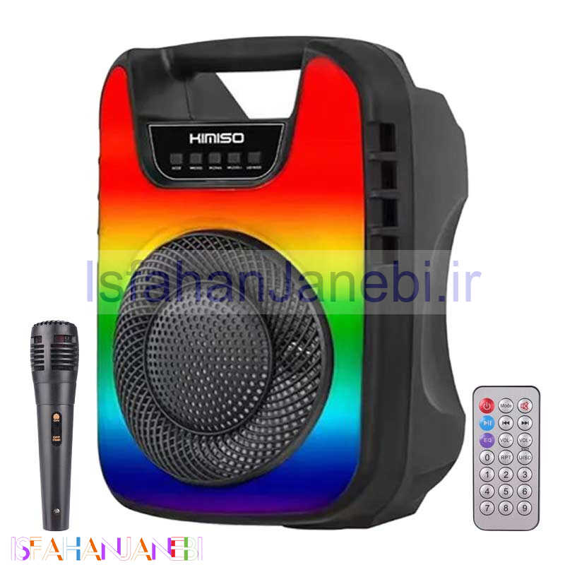 اصفهان جانبی-اسپیکر بلوتوثی رم و فلش خور Kimiso QS-6812 + میکروفون و ریموت کنترل
