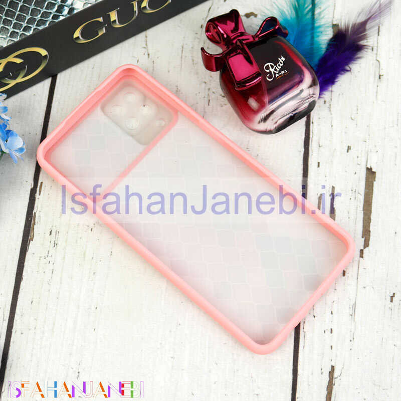 اصفهان جانبی-قاب طرحدار محافظ لنزدار کشویی + پاپ سوکت طرح رنگارنگ سامسونگ A12 سری C
