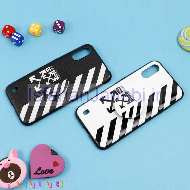 اصفهان جانبی-قاب فانتزی برجسته + پاپ سوکت طرح Off White سامسونگ A01 سری D