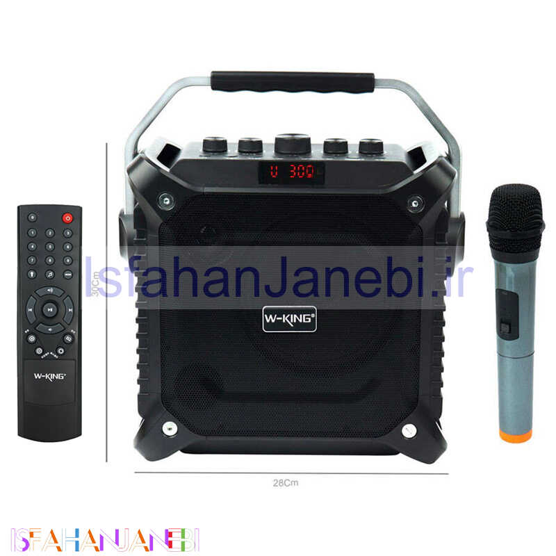 اصفهان جانبی-اسپیکر بلوتوثی رم و فلش خور W-King K3 + میکروفون و ریموت کنترل