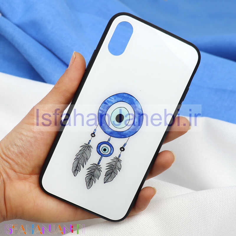 اصفهان جانبی-قاب پشت گلسی طرح چشم و نظر iPhone X/XS