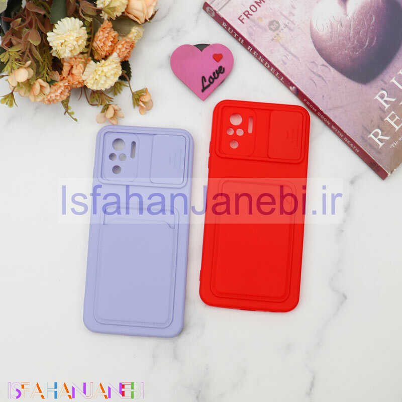 اصفهان جانبی-قاب سیلیکونی جاکارتی دار محافظ لنزکشویی Xiaomi Redmi Note 10 لایت