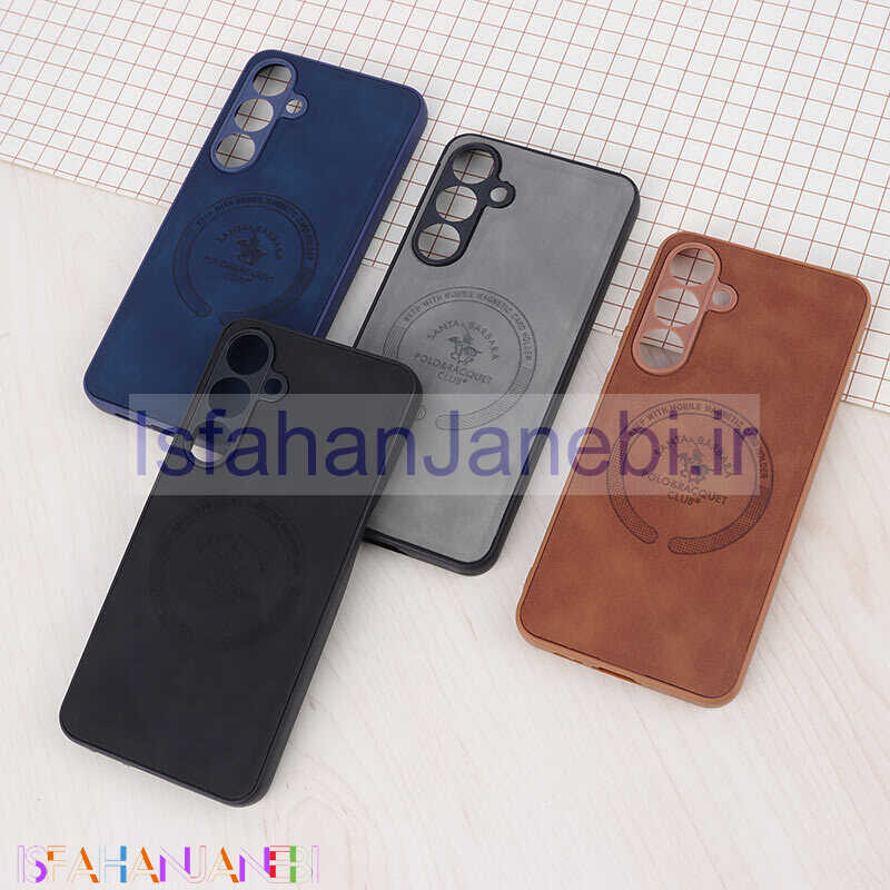 اصفهان جانبی-قاب چرمی Polo & Racquet Club سامسونگ Galaxy S24 FE طرح مگ سیف محافظ لنزدار